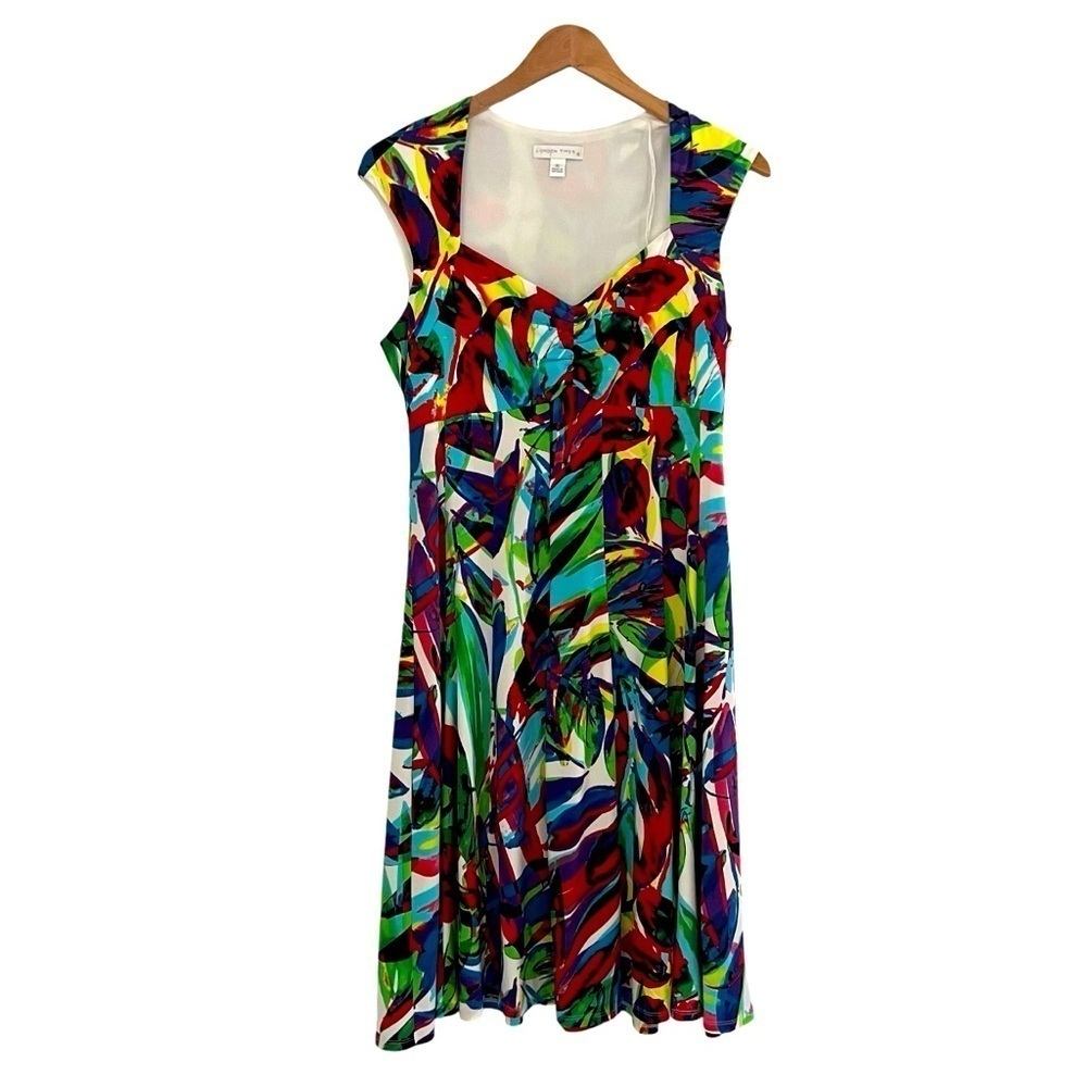 London Times Women’s 10 Fit and Flare Dresss A line Multicolored Artsy Art Deco